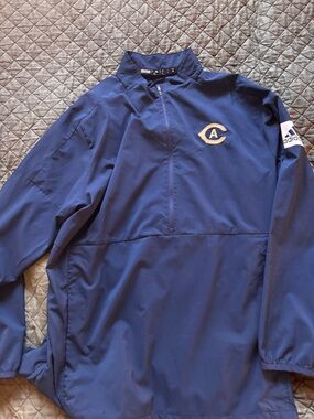 UC Davis adidas Navy Blue Quarter-Zip Windbreaker with Embroidered 'Ca' Logo